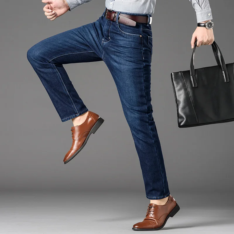 Seller 2019 New High Quality Jeans Men Big Size Casual Male Clothes Plus cashmere Bouncy Classical Straight Leisure and entertainment