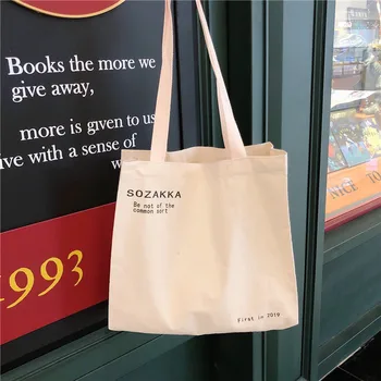 

Canvas Tote Bags Foldable Grocery Bags Student Large Capacity Reusable Shopping Bags Casual Female Handbag Soft Cloth Girls Bag