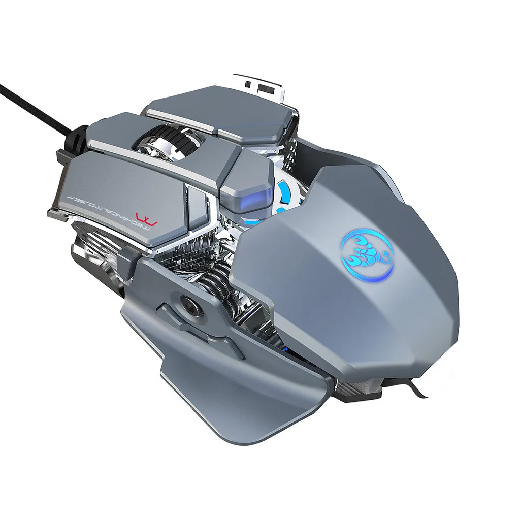 Лучшая продуктов Механическая определенная игра USB Проводная 6400 dpi Регулируемая игровая мышь Мыши для ПК поддержка дропшиппинг - Цвет: Серый
