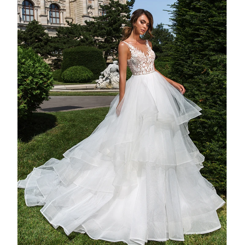 

Verngo Princess Wedding Dress 2020 Lace Appliques Boho Wedding Gowns Backless Bridal Dress Vestido De Novia