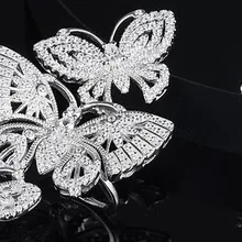 925 пробы серебряные великолепные Кристальные серьги-бабочки, новые модные асимметричные серьги, ослепительные серебряные ювелирные изделия с несколькими насекомыми