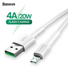 Baseus 4A USB Micro кабель VOOC флэш-зарядка для Xiaomi Redmi совместимый 2A Быстрая зарядка Microusb кабель для OPPO samsung шнур 2 м