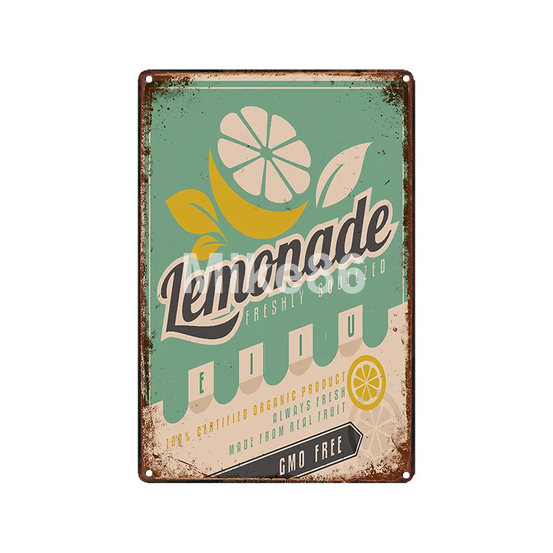 [Mike86] Летний Пляжный постер LEMONAD с металлическими знаками винтажный рисунком