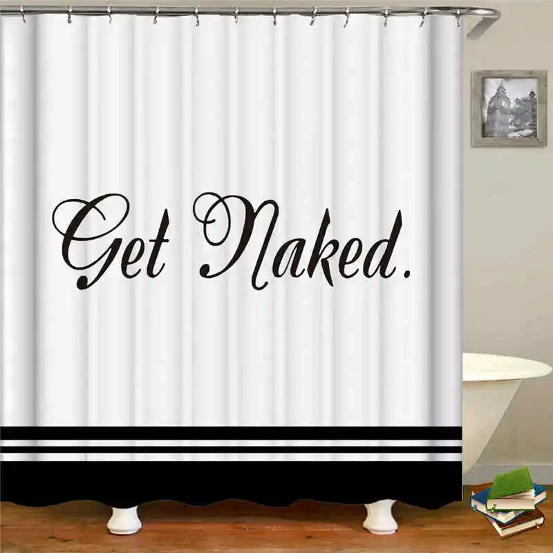 European White Shower Curtain Solid Color Polyester Fabric Thick Waterproof Curtains Mold Simple Bathroom Set Partition | Дом и сад
