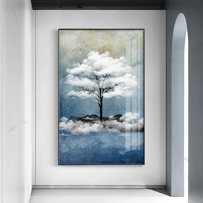

Nordic Sea Cloud Tree Abstract Canvas Wall Art Print Painting Creativity Landscape Poster Nature Decorative Picture Home Decor