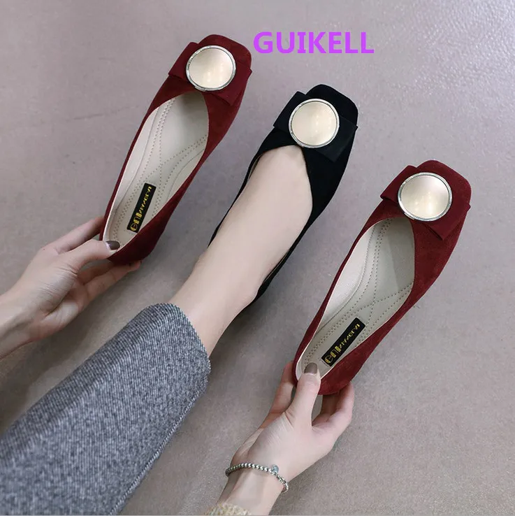 GUIKELL/Лидер продаж сезон весна модные замшевые туфли на квадратном каблуке в