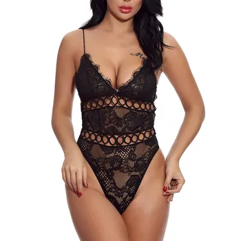 

New Erotic Lenceria Mujer Sexy Feminina Lingerie Hollow Out Lace Sleepwear Fashion Plus Size Teddy Underwear Sexy Porno Costumes