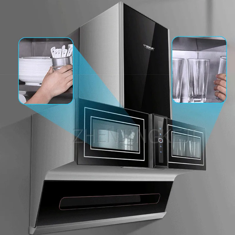 Range Hood Home Kitchen Side Suction Smart Motion High Suction Frequency Conversion UV Disinfection Cabinet Type Grease Pump 4
