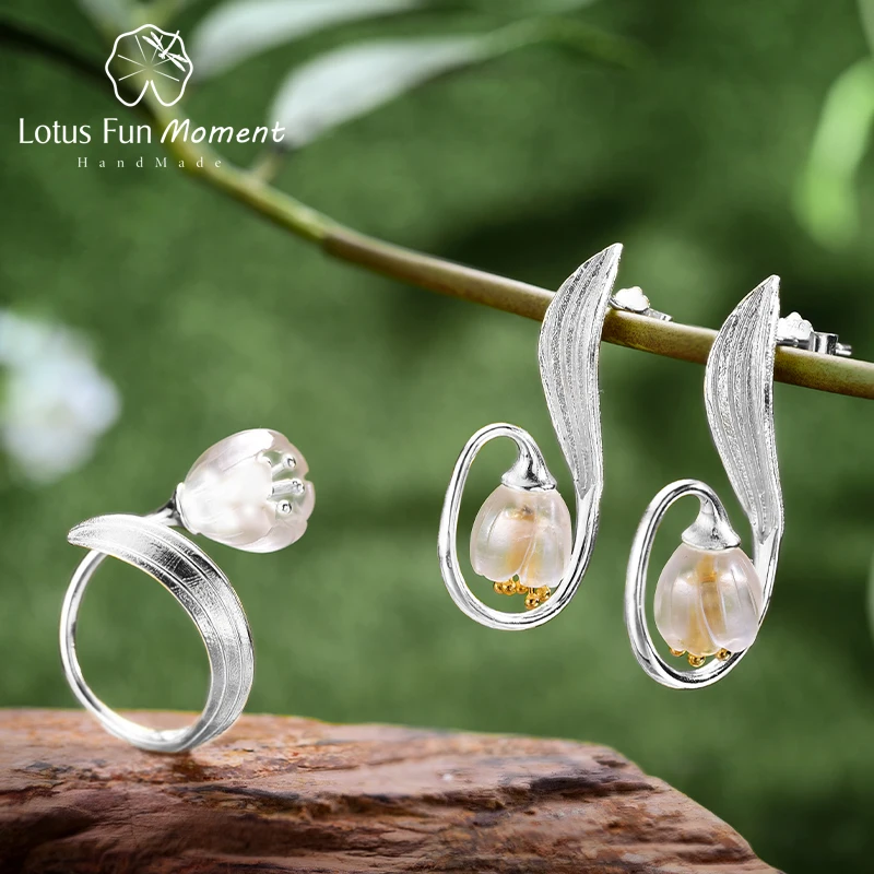 Lotus Fun Moment реального 925 пробы серебро Модные украшения Природный кристалл ландыш