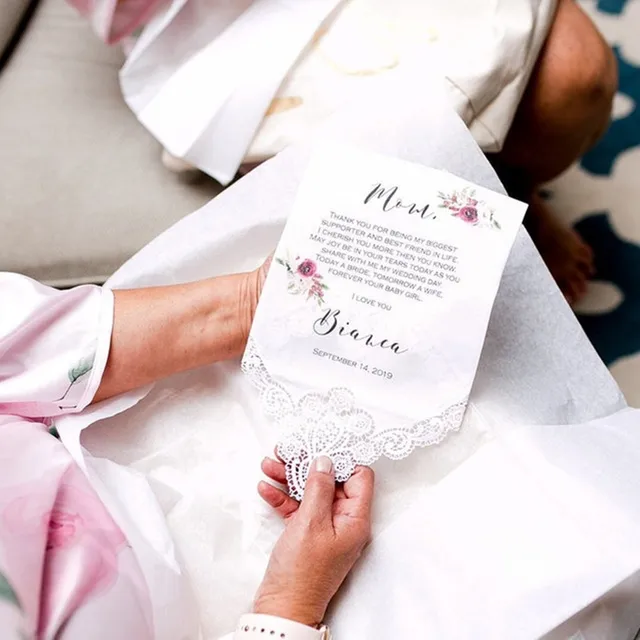 Személyre Szabott Esküvői Csipke Zsebkendő Ajándék - Hankie Egyéni A Szülők Számára Menyasszonyi - Image 3