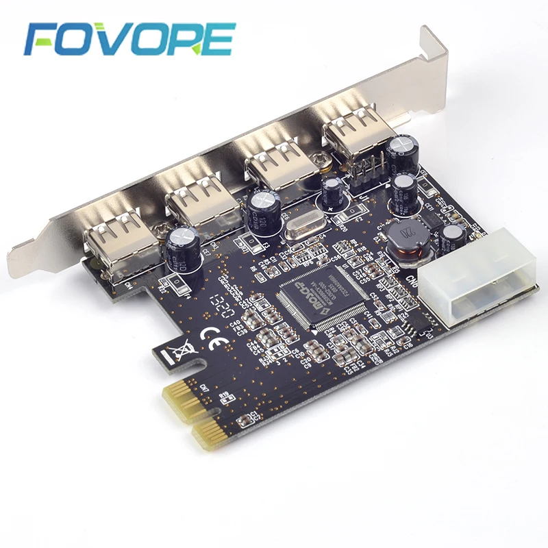 USB PCI e адаптер в 4 порта usb хаб 2 0 расширения карта USB2.0 express x1 конвертер Moschip|Платы