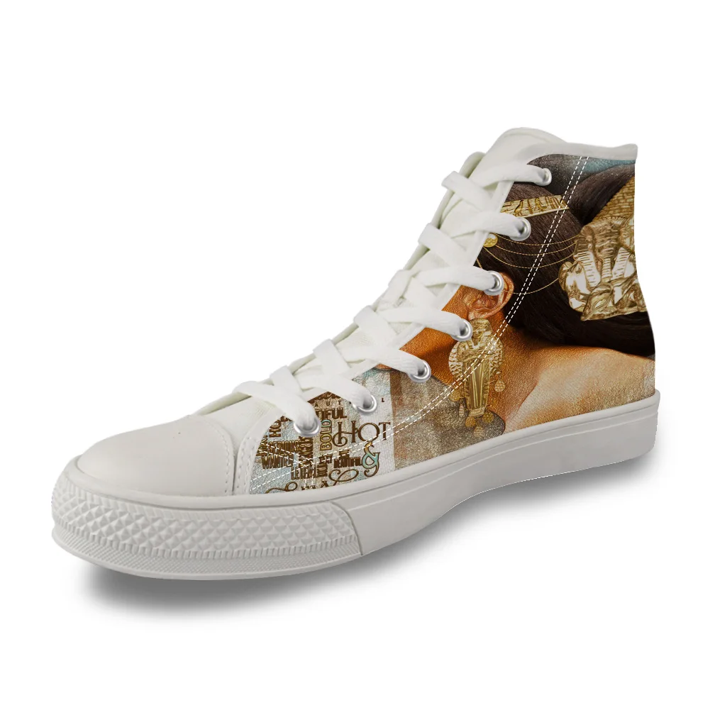 

Egypt Women High Top White Canvas Vulcanized Breathable Shoes