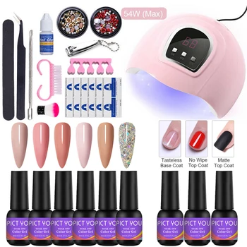 

Nail Set UV LED Lamp Dryer With 9pcs Nail Gel Polish Kit Soak Off Gel Varnish Manicure Tools Set For Nail Gel Polish Set