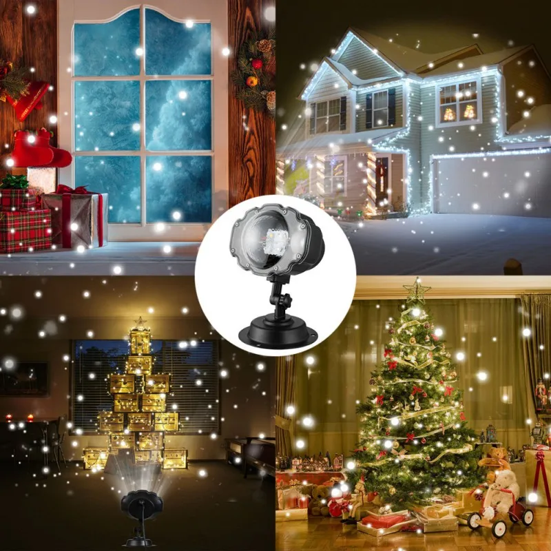 Holiday Snowfall Projector Lights Christmas Landscape Motion Projector Lights With Remote Control 16.4ft Power Cable For Indoor