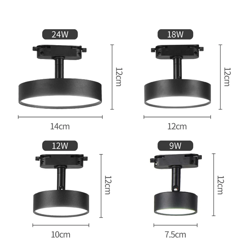 LED Track light 9w 12W 18W 24W aluminum Ceiling Rail Track lighting Spot on Rail Spotlights Home living room business AC95-220V 4