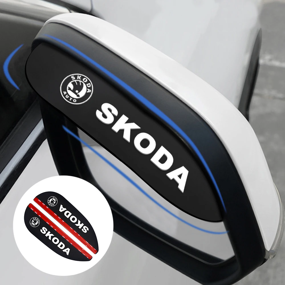 Espejo retrovisor para coche, 2 uds., hojas de lluvia, goma, ceja, cubierta impermeable para Skoda Octavia Superb Fabia Rapid Yeti Kodiaq Kamiq