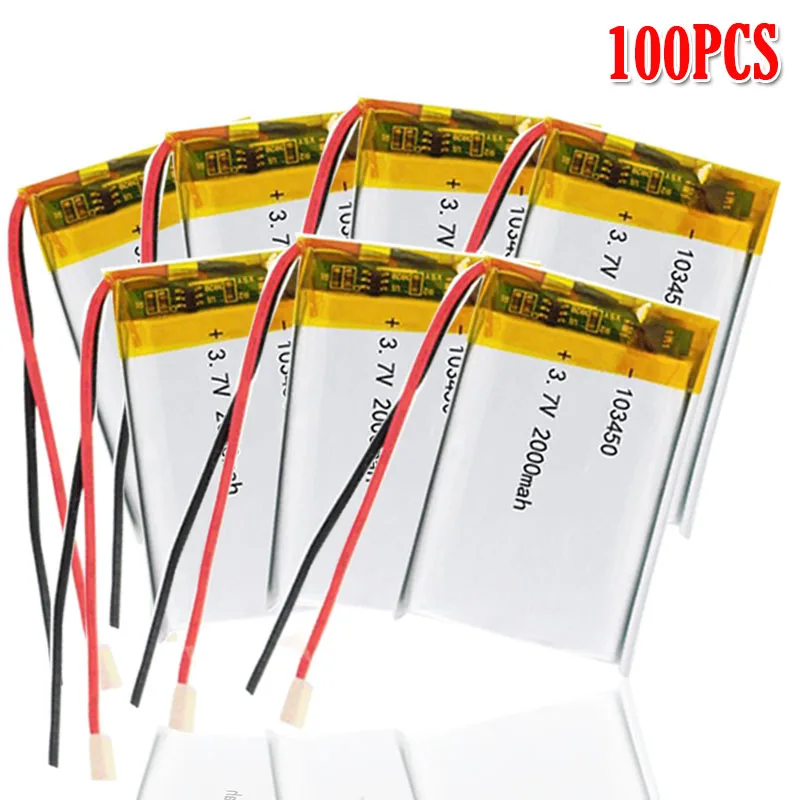 2000mAh 3,7 V 103450 Lipo литий-полимерная аккумуляторная батарея для gps-навигатора, bluetooth-гарнитуры, электронной книги, камеры - Цвет: 100pcs