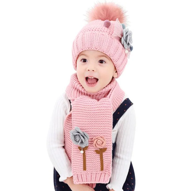 Шапка бини с цветочным узором для мальчиков и девочек 2 8 лет|scarf hat set|hat setbeanie set |