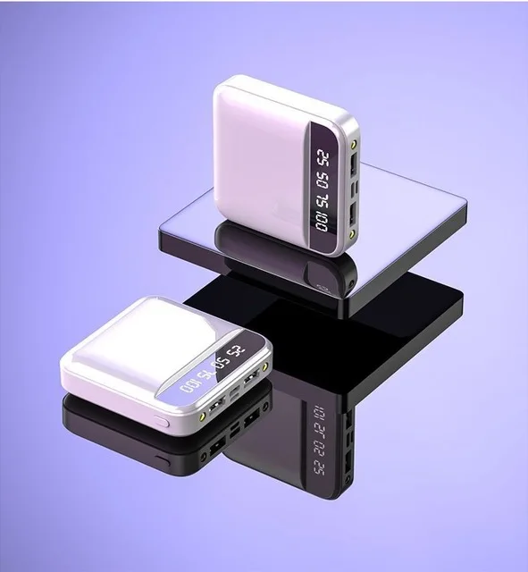 White1 Mi ni power Bank, 30000 мА/ч, для iPhone X, Xiaomi mi, power bank, Pover Bank, зарядное устройство, два порта Usb, внешняя батарея, повербанк, портативный - Цвет: White1