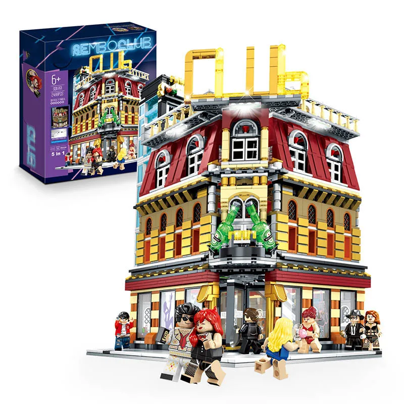 DHL LP Street Building Toys The SD6991 NightClub 5 in 1 Set with USB Led Light Building Blocks Bricks Kids Christmas Gifts