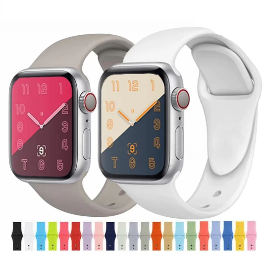 Спортивный ремешок из мягкого силикона и резины для Apple Watch 1/2/3 42 мм 38 наручных