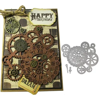

WYSE Gear Table Metal Cutting Dies Scrapbooking Die Steampunk Background Craft Die Cut for DIY Paper Card Template Supplies