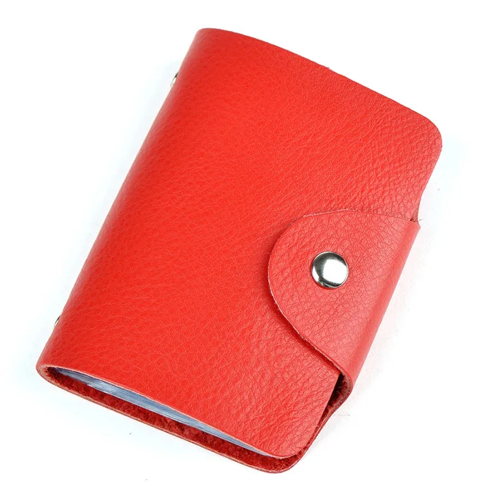 Натуральная кожа держатель для карт модный карамельный цвет банк Кредитная карта ID кошелек простая пряжка сумка логотип на заказ - Цвет: RED