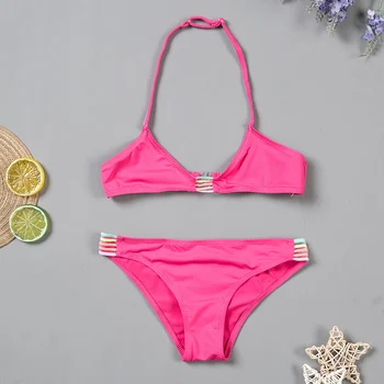 

2020 Two Piece Girls Swimsuit 6-14 Years Girls Swimwear Professional Swimsuit For Kids Two Piece Beachwear CZ985
