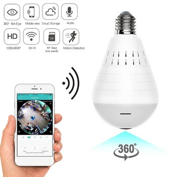 

Panoramic Camera Wifi IP Camera 960P Home Security Surveillance Camera 360 View Angle White LED Night Vision Motion Detection