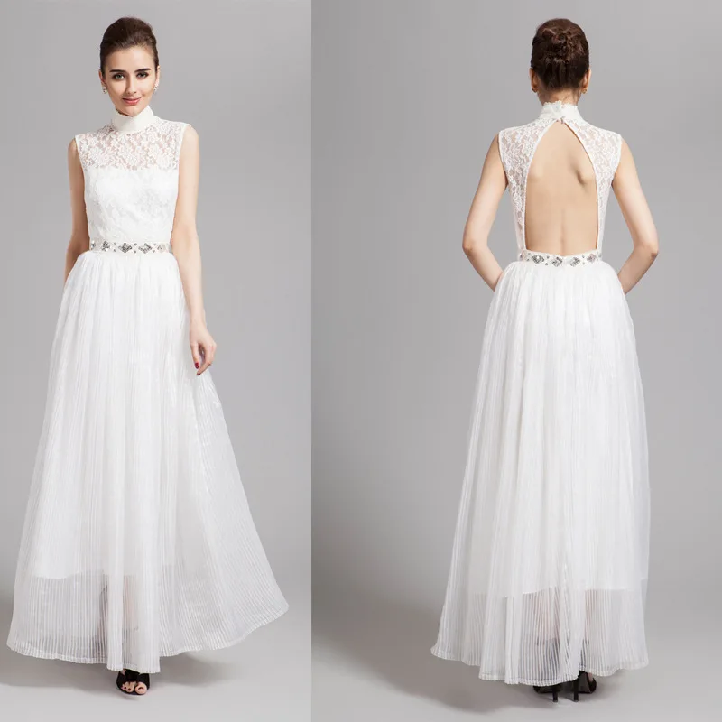 

Ck195 Spring Lace Back Hollow out Smart Bride Dress for Toast Annual General Meeting Evening Gown