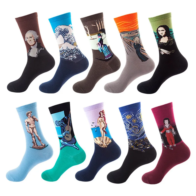 

Autumn and retro women's art new Van Gogh murals world famous oil painting series female socks funny Men's socks Ladies'socks