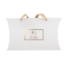 На заказ Печать логотипа женское платье Детская одежда упаковка бумажная Подушка коробка с ручкой ленты струны нижнее белье шоппинг упаковка