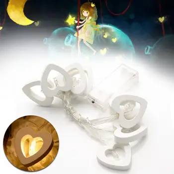 

Warm White 10 Wooden Heart Led Battery Fairy String Light Xmas Wedding Decor