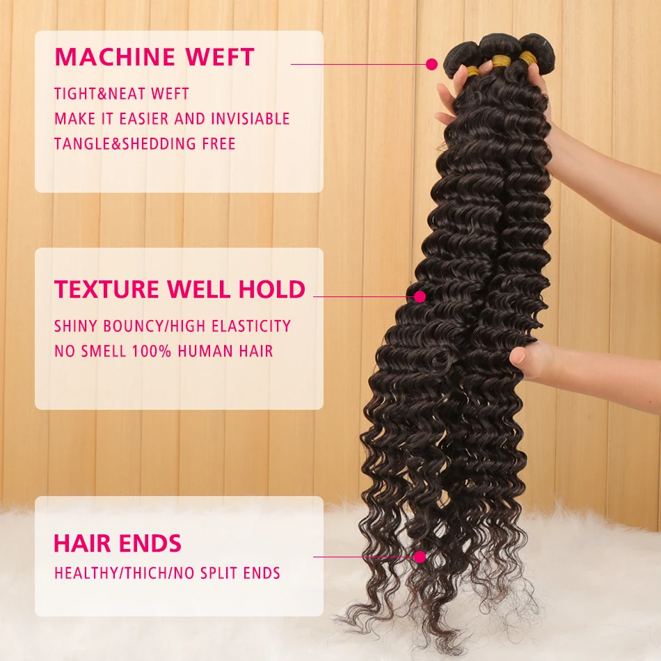 Miss Rola Water Wave Human Hair Bundles Brazilian Hair Weave Bundles Water Wave Extensions Double Wefts Natural Color