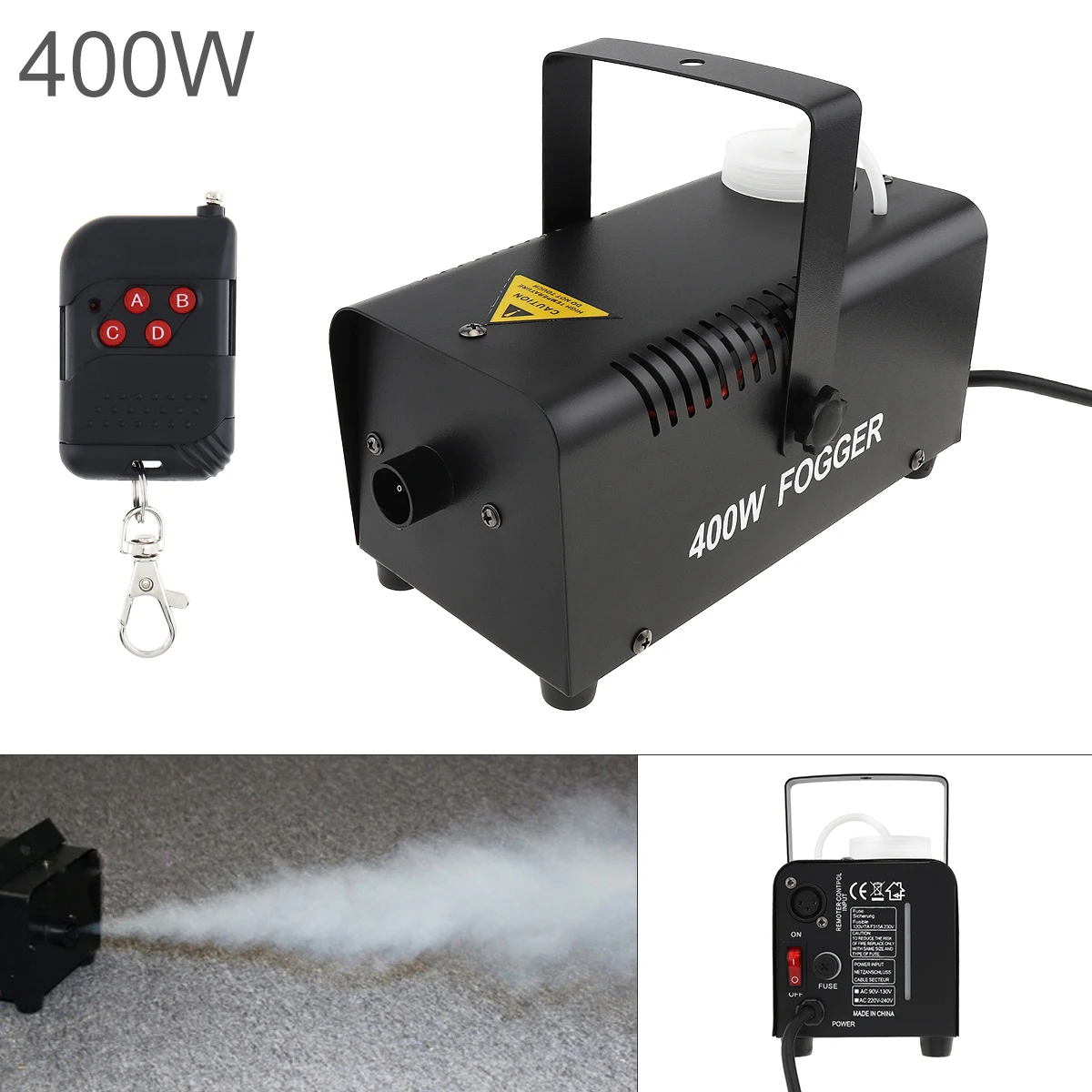 

Fog Machine Wire Control 400W Hood Professional Fog Machine Ejector with Remote Control for Wedding Stage Bar KTV Xmas Party