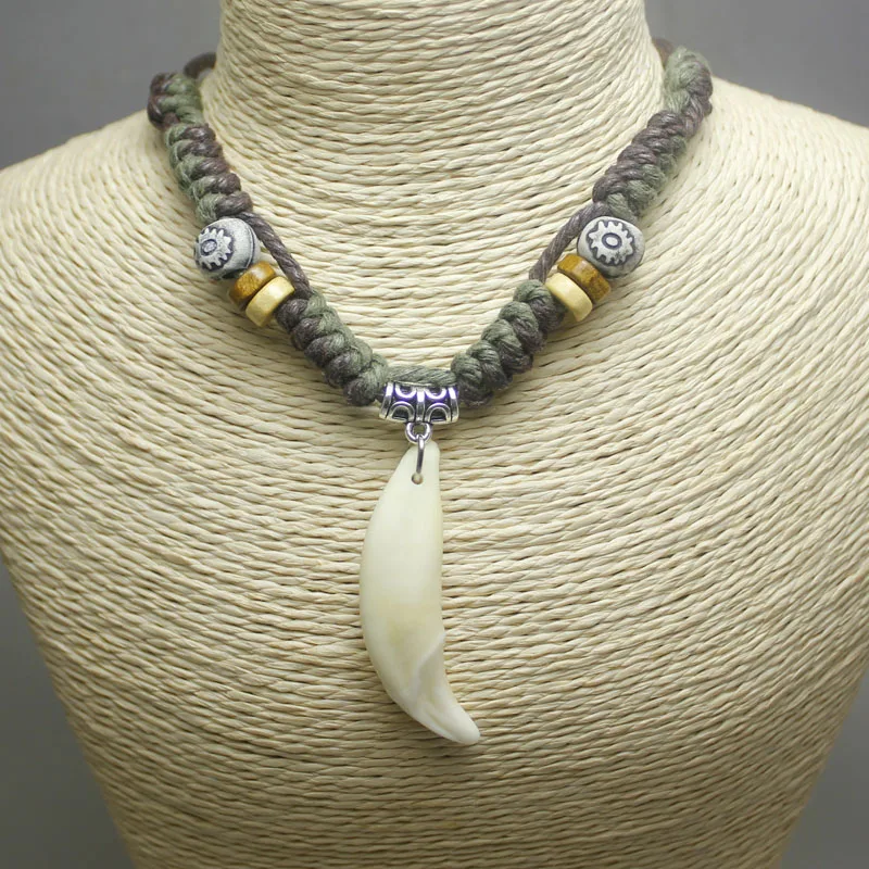 Man Choker Wolf Tooth Necklace Real Teeth Pendant Fang Tooth Necklace
