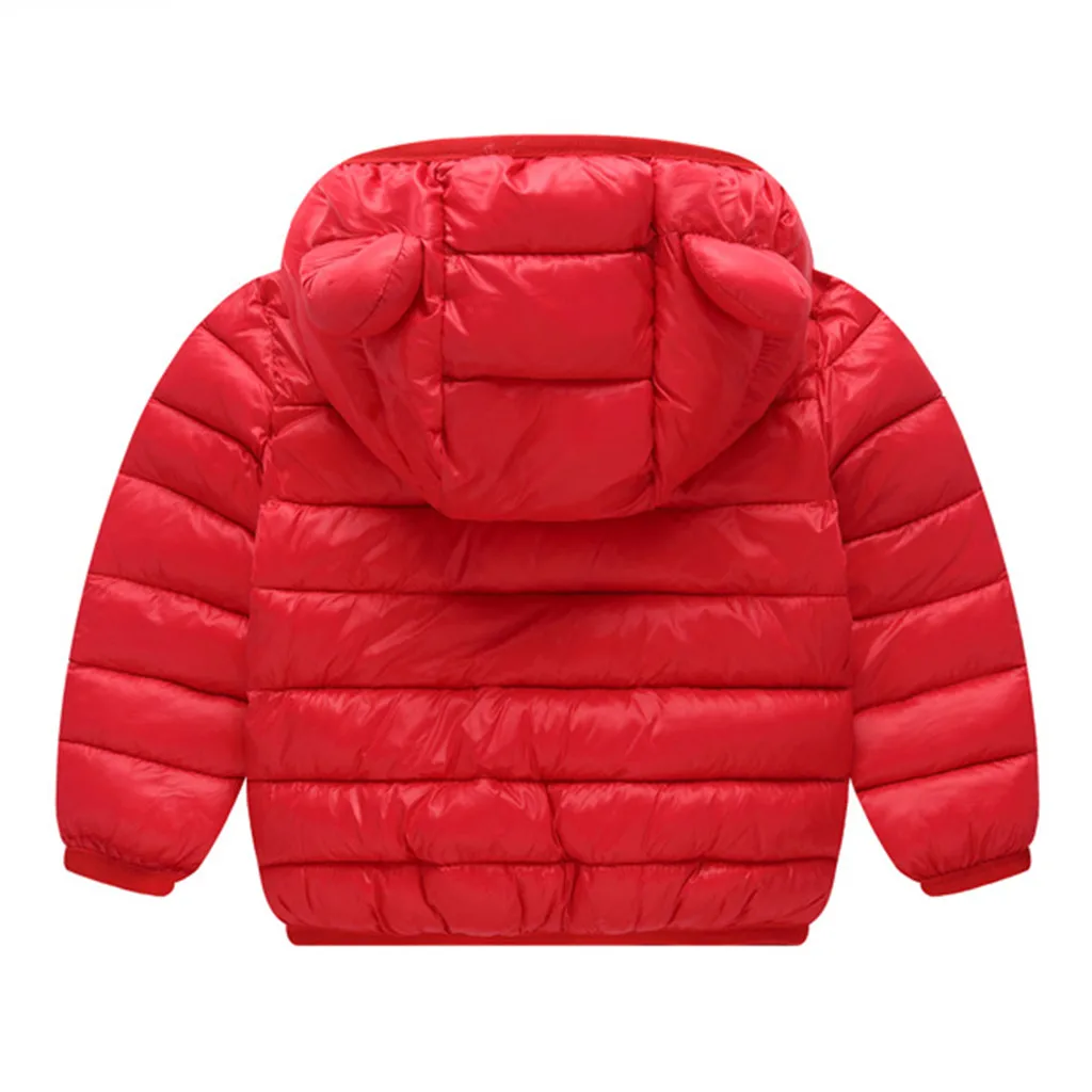Детская зимняя куртка; Верхняя одежда для новорожденных мальчиков и девочек; куртка; зимняя одежда для малышей; плотная зимняя толстовка с капюшоном; однотонная теплая верхняя одежда