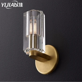 

Nordic brass wall light retro loft wall lamp headlamp art deco lighting crystal lampshade wall+lamps kitchen lamp for livingroom