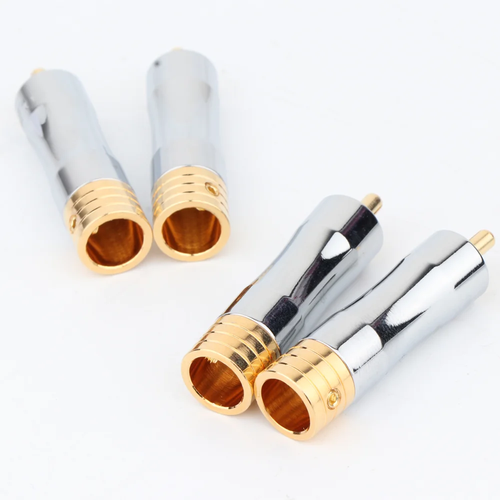 Rca Plug Cabo de Áudio Conector Macho Adaptador Banhado a Ouro Peças R1703 - Image 4