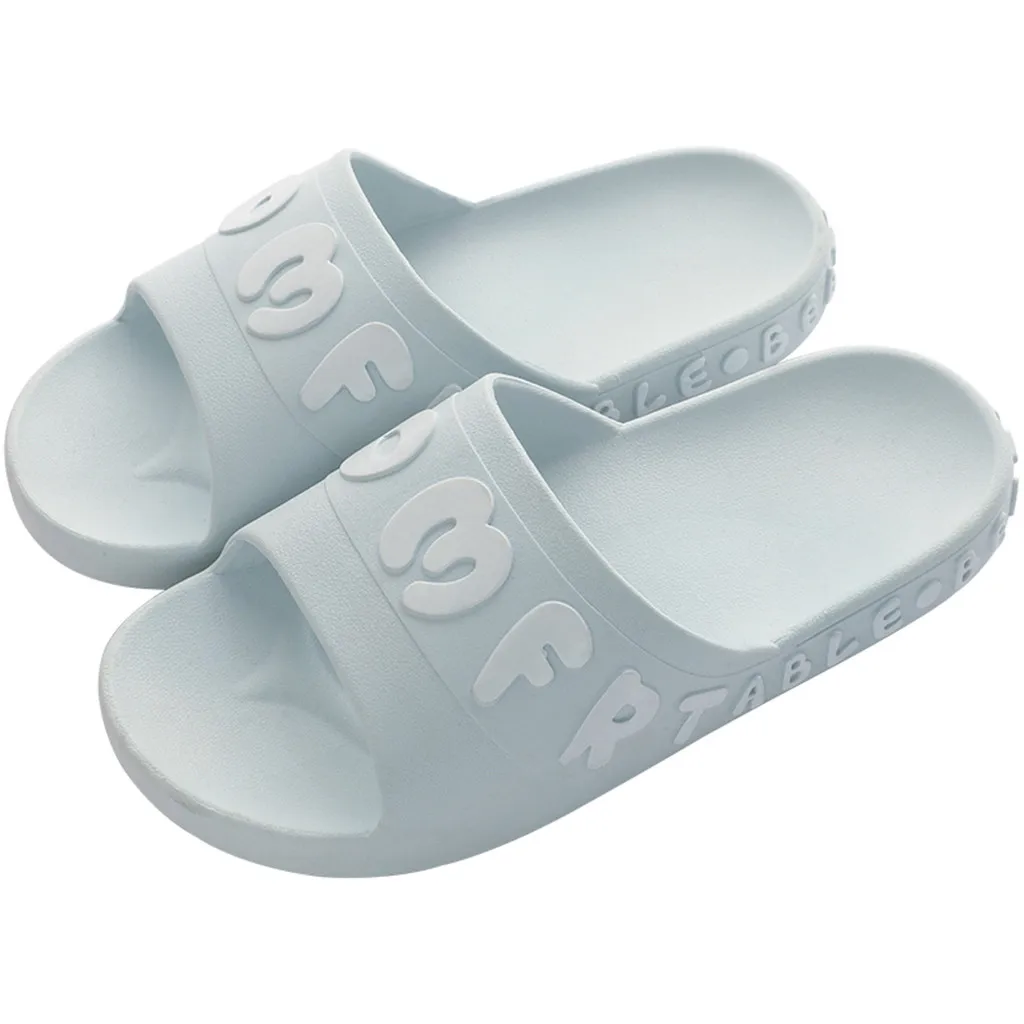 

Leisure Women's Fashion Casual Couples Home Bathroom Shower Non-Slip Slippers Pool Shoes Round Toe Flat Slippers Women Summer