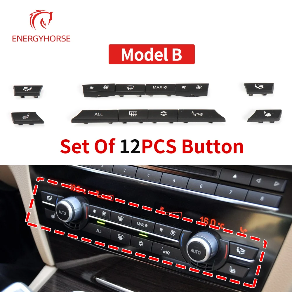 11/12/14pcs 대시 보드 에어컨 AC 버튼 히터 스위치 커버 BMW 5 6 7 시리즈 X5 X6 F10 F18 F06 F12 F01 F02 F15 F16