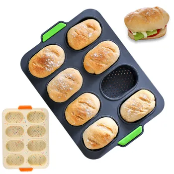 

8 Grids Non Stick Bread Mold Baguette Mould DIY Mini Bakeware Tray Silicone Oval Baker Baking Tools Cake Pan for Kitchen Gadget