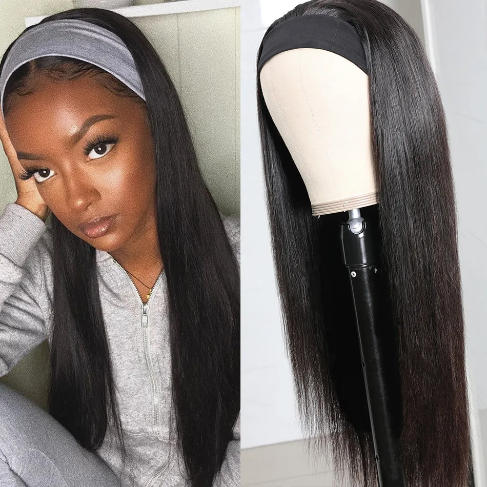 Headband Wigs Human Hair Wigs For Black Women Brazilian Straight Human Hair Wigs Remy Glueless Cheap Human Hair Headband Wigs