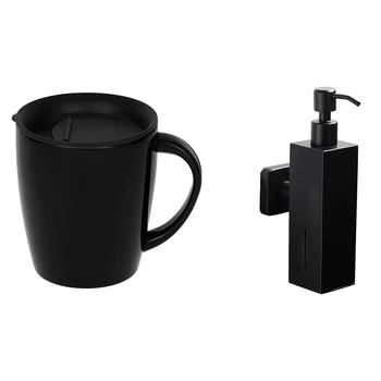 

1 Set Soap Dispenser Liquid Soap Dispenser Set & 1 Pcs Stainless Steel Vacuum Insulated Mug with Lid,Black Coffee Mug