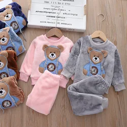 Ensemble pyjama d'hiver pour enfants, vêtements pour bébés filles et garçons, épais et chaud, Costume Catoon pour la maison, 2022 