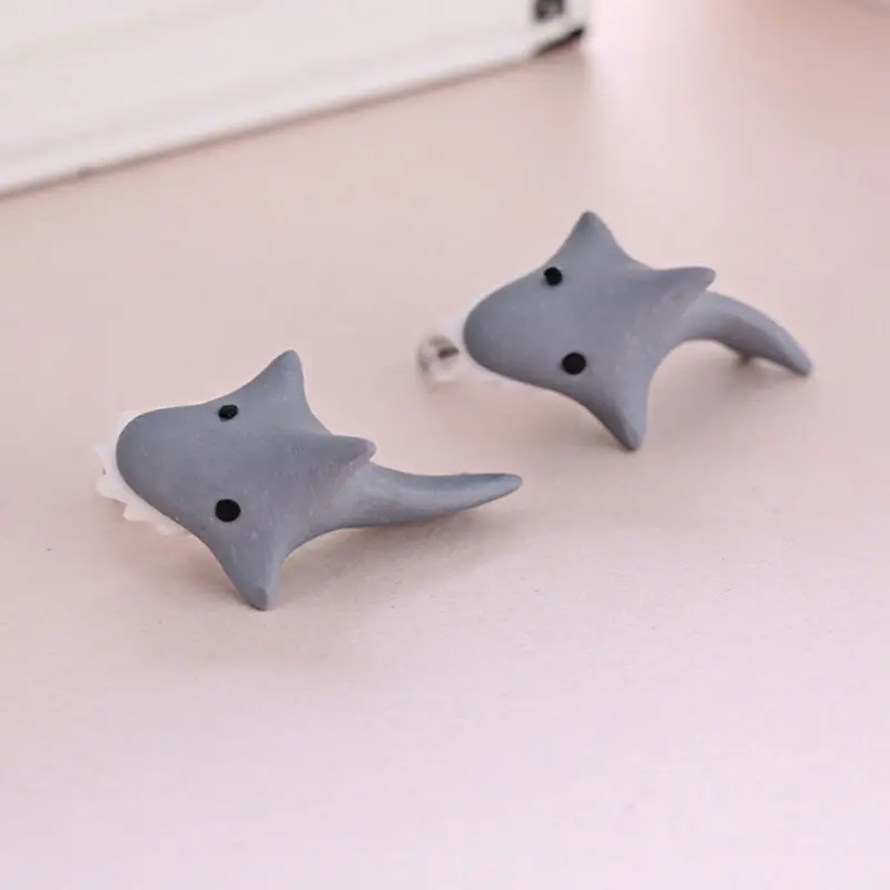 Cute Handmade Polymer Fashion Jewelry For Women New Soft Ceramics Stud Earrings Women DIY Cartoon Shark Earrings
