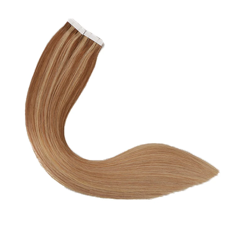Toysww Remy Tape In Human Hair Extensions Double Drawn Hair Straight 20 pcs 40pcs On Adhesives Seamless Hair Extensions (7)