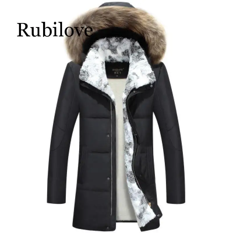 black long 5XL белая куртка-пуховик на утином пуху, Женское зимнее пальто с гусиным пером, длинная парка с мехом енота, теплая верхняя одежда с кроличьим мехом размера плюс - Цвет: black long