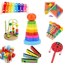 DIY Mini bebé juguete de madera Montessori xilófono arena martillo armónica colorida educación temprana Juguetes Divertidos para niños regalo de niños