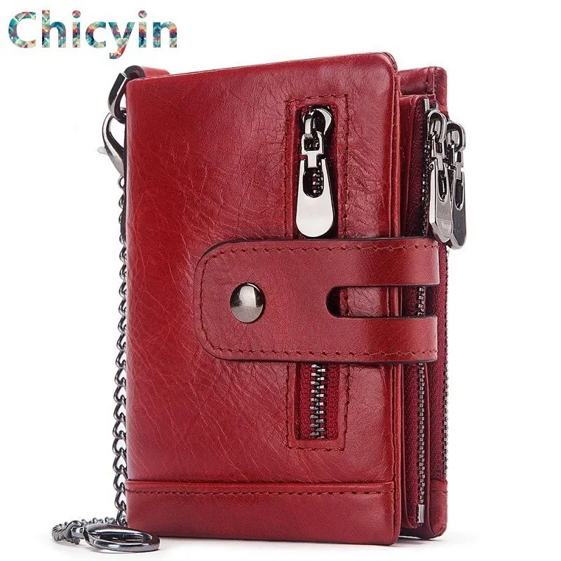 New Genuine Leather Women Wallet Female Red Color Coin Purse Small Walet Portomonee Zipper And Money Bag Lady Mini Card Holder | Багаж и